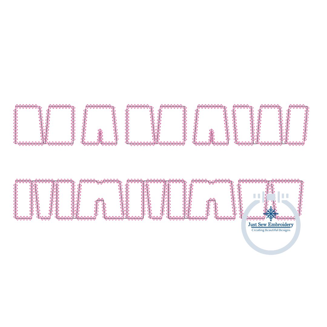 Mamaw Split Embroidery Design Diamond Edge Stitch Grandma Mother's Day Gift Two Sizes 6x10 and 8x12 Hoop