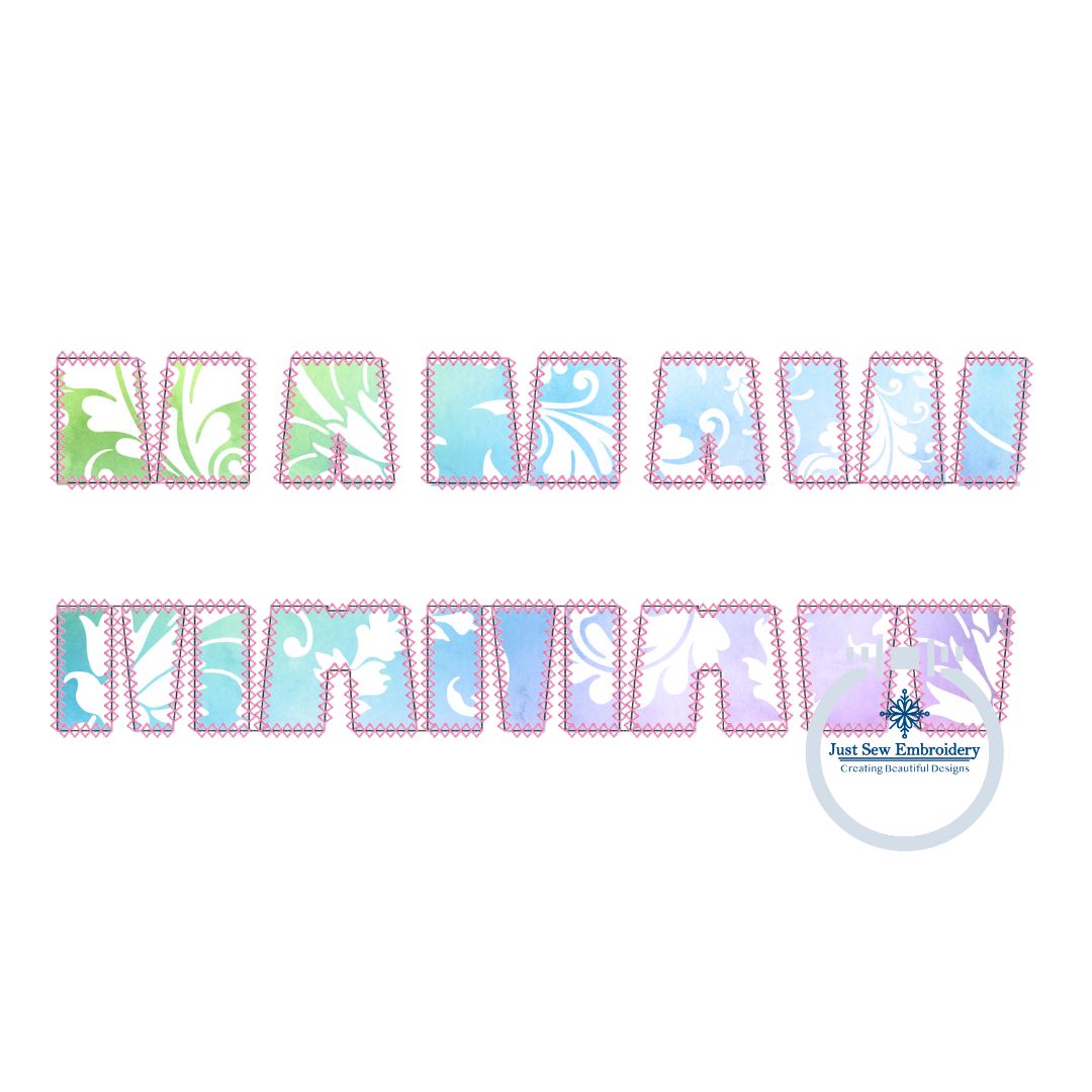 Mamaw Split Embroidery Design Diamond Edge Stitch Grandma Mother's Day Gift Two Sizes 6x10 and 8x12 Hoop