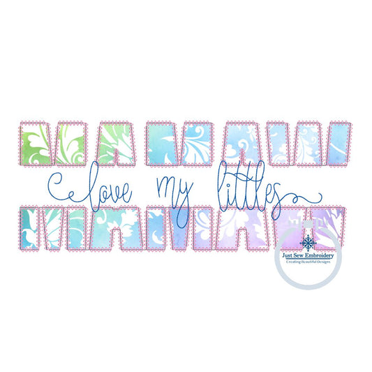 Mamaw Split Embroidery Design Diamond Edge Stitch Grandma Mother's Day Gift Two Sizes 6x10 and 8x12 Hoop