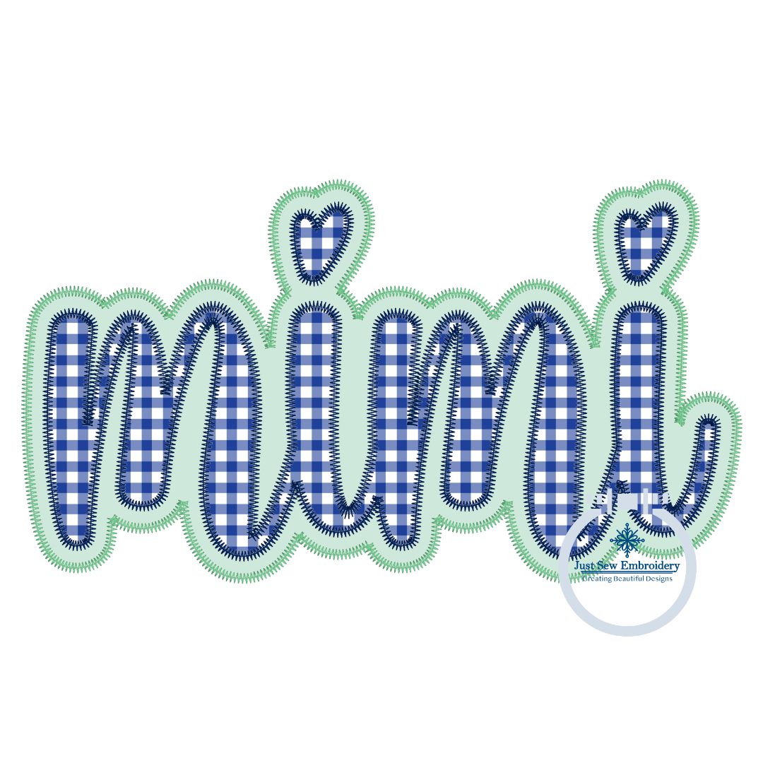 MIMI Double Zigzag Applique Embroidery Design Four Sizes Grandma Mother's Day Gift 5x7, 6x10, 8x8, 7x12 Hoop