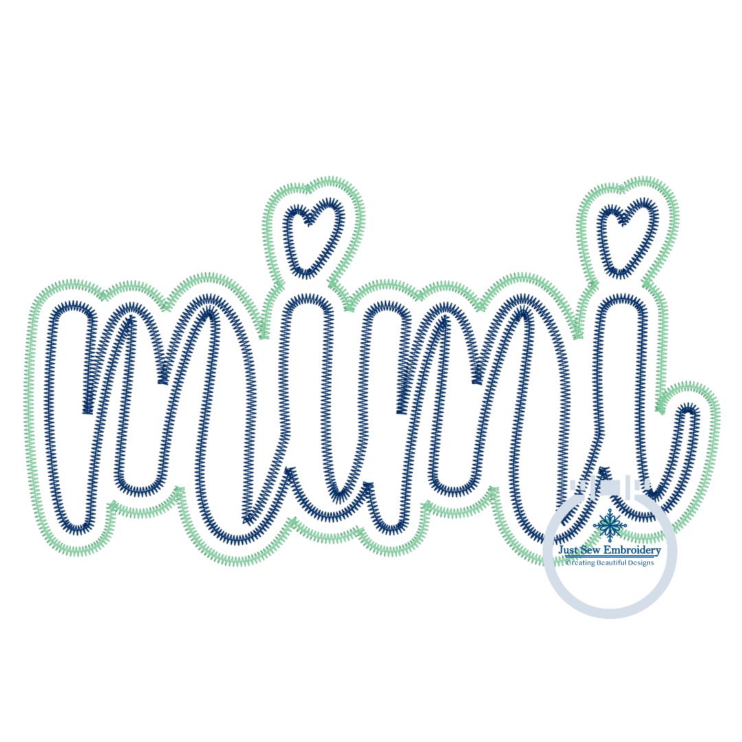 MIMI Double Zigzag Applique Embroidery Design Four Sizes Grandma Mother's Day Gift 5x7, 6x10, 8x8, 7x12 Hoop