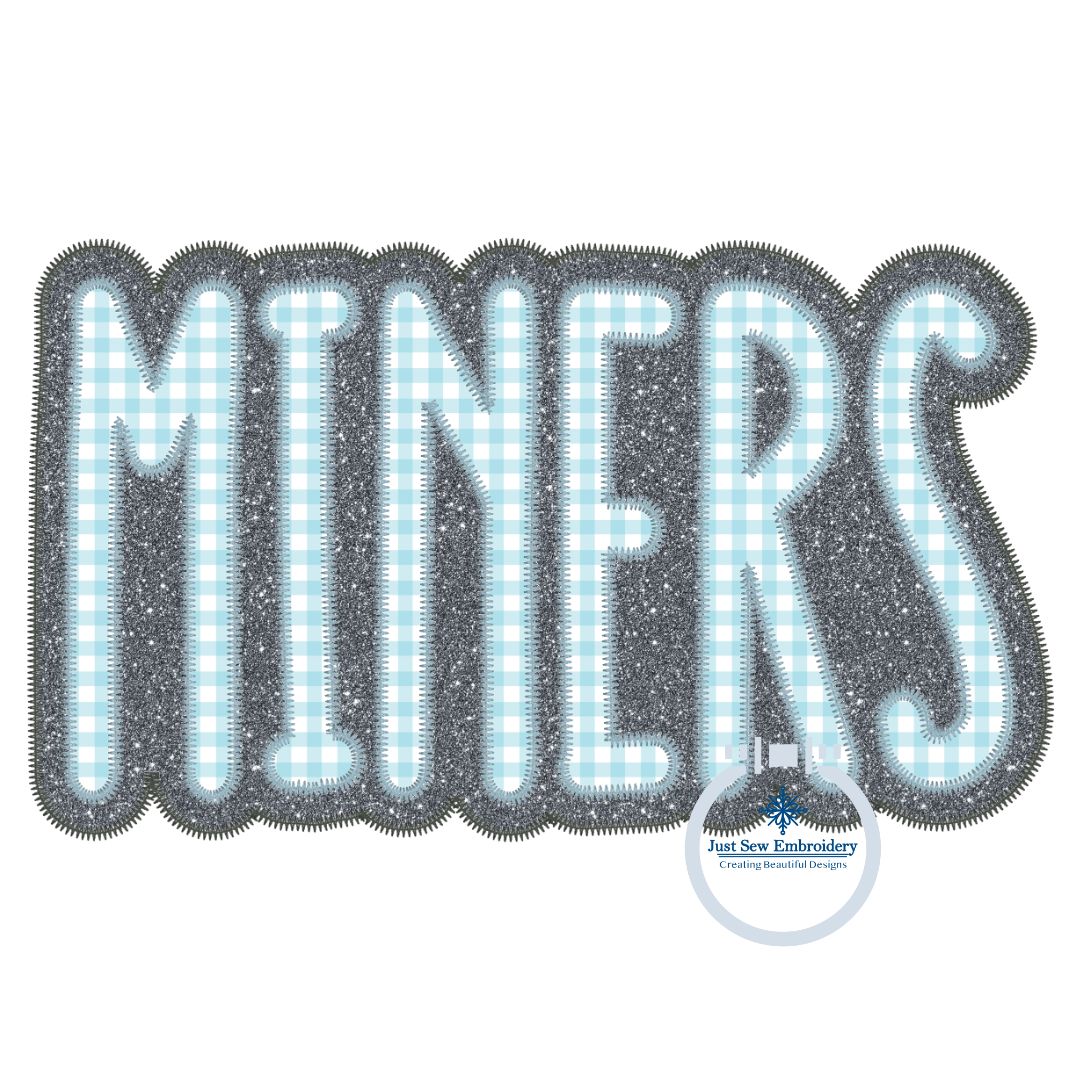 MINERS Applique Embroidery Two Layer Zigzag Design Machine Embroidery Four Sizes 5x7, 8x8, 6x10 and 7x12 Hoop