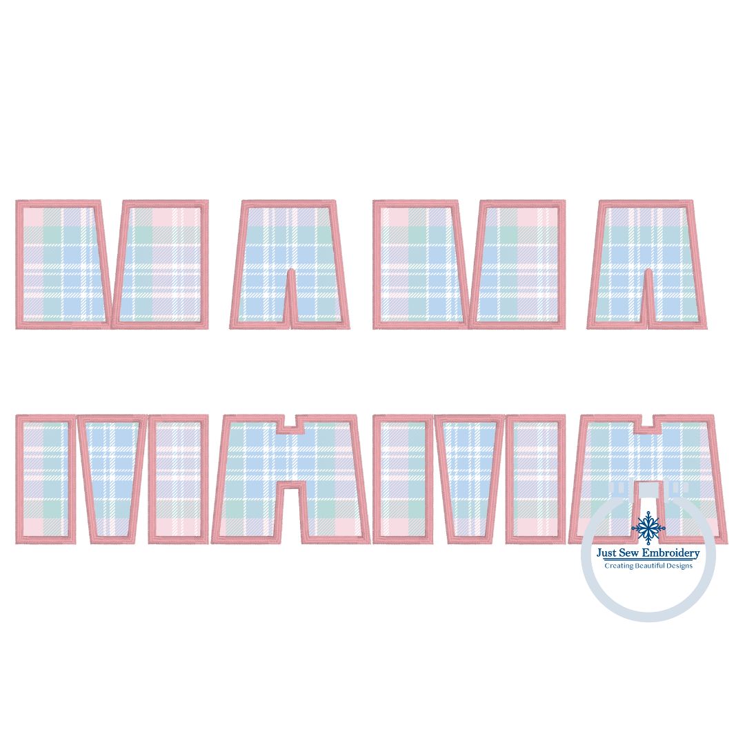 MAMA Split Applique Embroidery Design Satin Stitch Mother's Day Two Sizes 6x10 and 8x12 Hoop