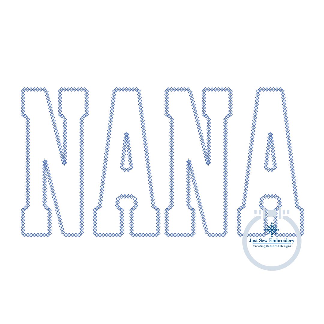 NANA Varsity Diamond Applique Embroidery Design Mother's Day Four Sizes 5x7, 8x8, 6x10, 8x12 Hoop