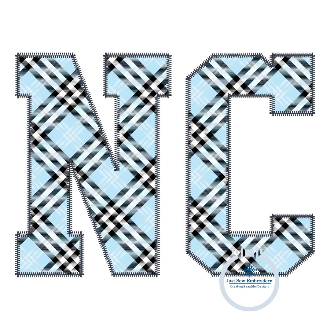 NC Applique Embroidery Design Zigzag Five Sizes Hat hoop, 4x4, 5x7, 6x10, and 8x12 hoop North Carolina