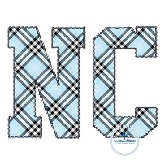 NC Applique Embroidery Design Zigzag Five Sizes Hat hoop, 4x4, 5x7, 6x10, and 8x12 hoop North Carolina