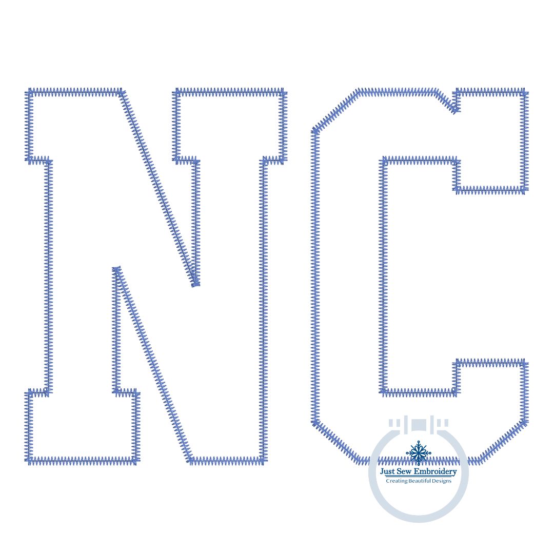 NC Applique Embroidery Design Zigzag Five Sizes Hat hoop, 4x4, 5x7, 6x10, and 8x12 hoop North Carolina