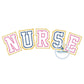 NURSE Arched Double Zigzag Applique Embroidery Nursing Nurses Design Two Sizes 10 inch and 12 inch