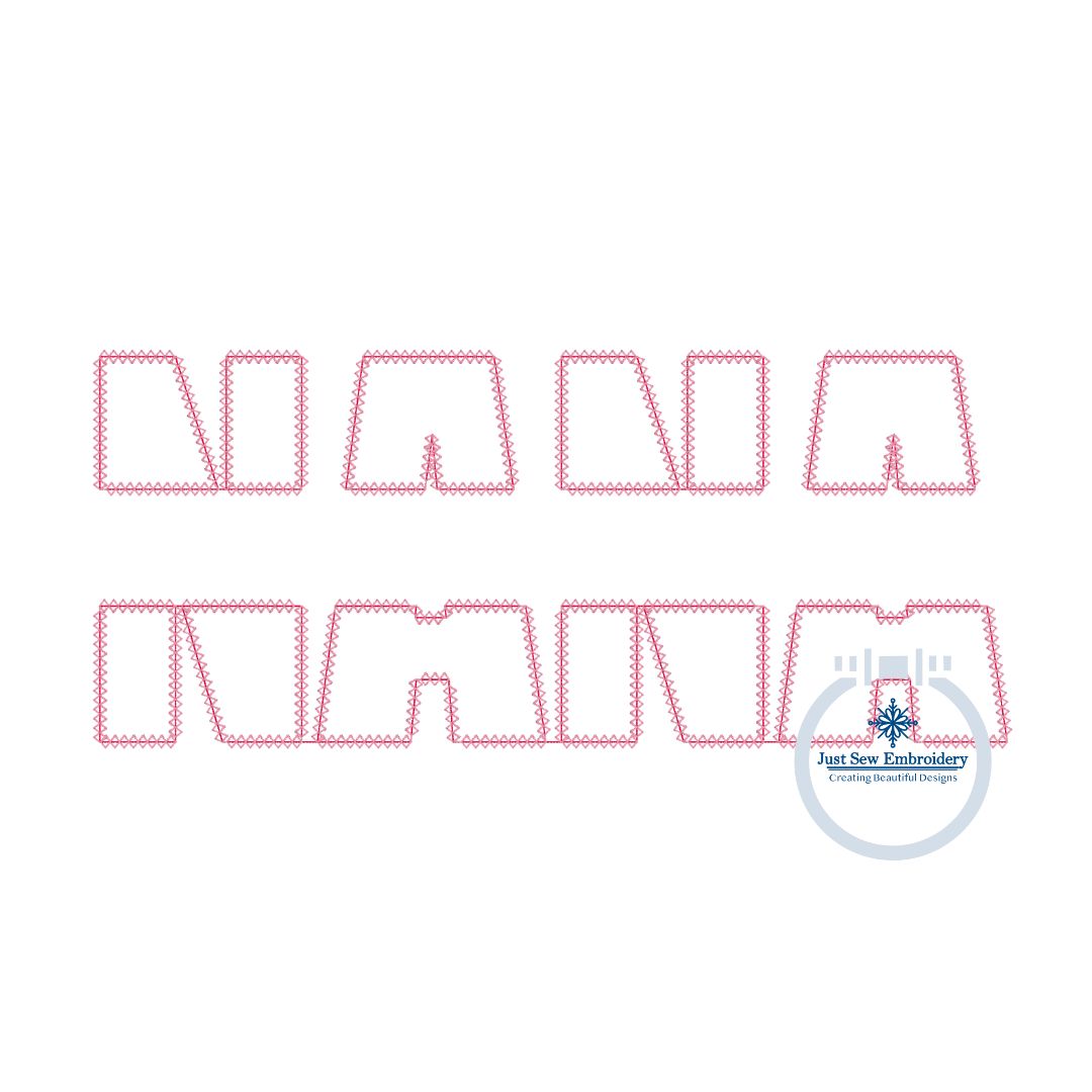 NANA Applique Embroidery Design Diamond Stitch Mother's Day Two Sizes 6x10 and 8x12 Hoop