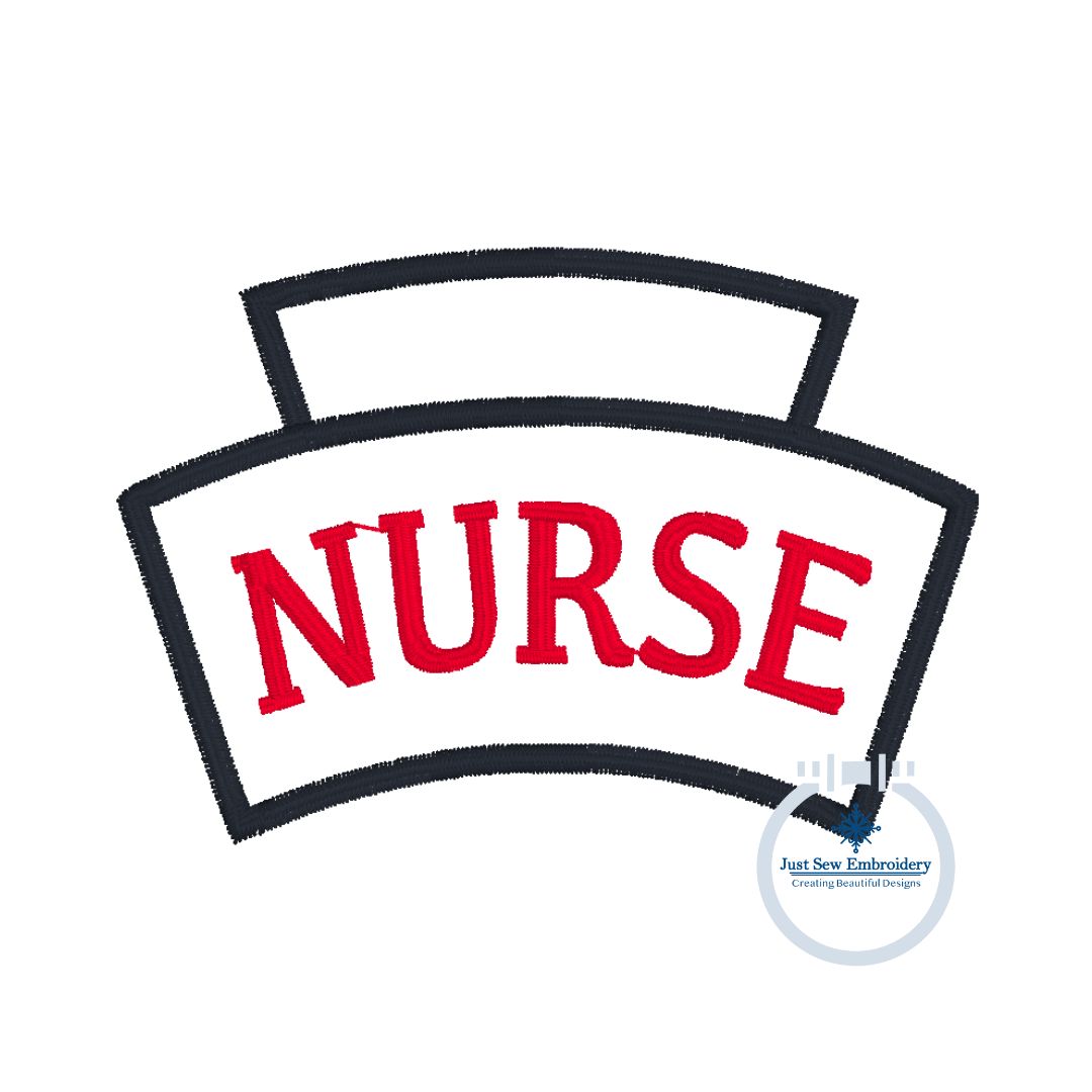 Nurse's Cap Satin Applique Embroidery Nursing Nurses Design Two Sizes 4x4 and Hat Hoop