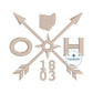 OH 1803 Arrow Embroidery Design Left Chest Hat 4x4 Ohio Compass Machine Embroidery