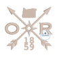 OR 1859 Arrow Embroidery Design Left Chest Hat 4x4 Hoop Oregon Compass Machine Embroidery