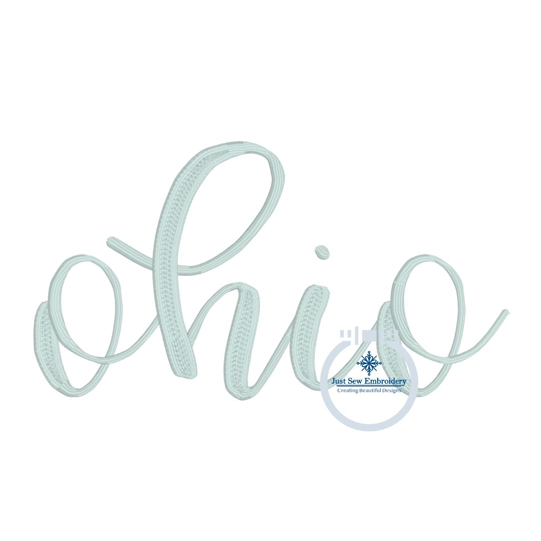 OH Ohio Script Embroidery Design 8x8 Hoop