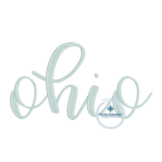 OH Ohio Script Embroidery Design 8x8 Hoop