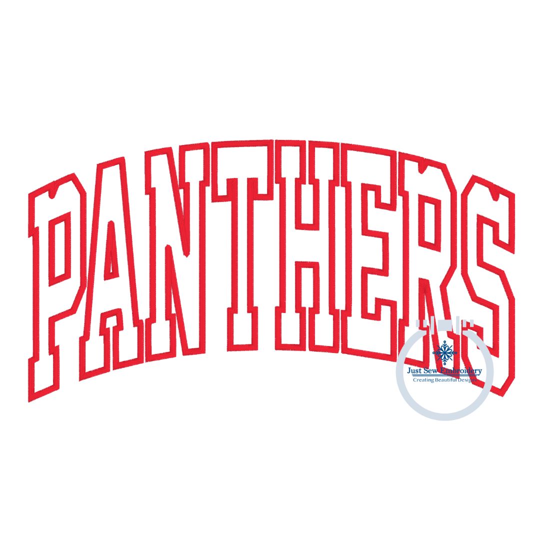 PANTHERS Arched Applique Embroidery Satin Stitch Design Machine Embroidery Three Sizes 8x8, 6x10, 8x12 Hoop