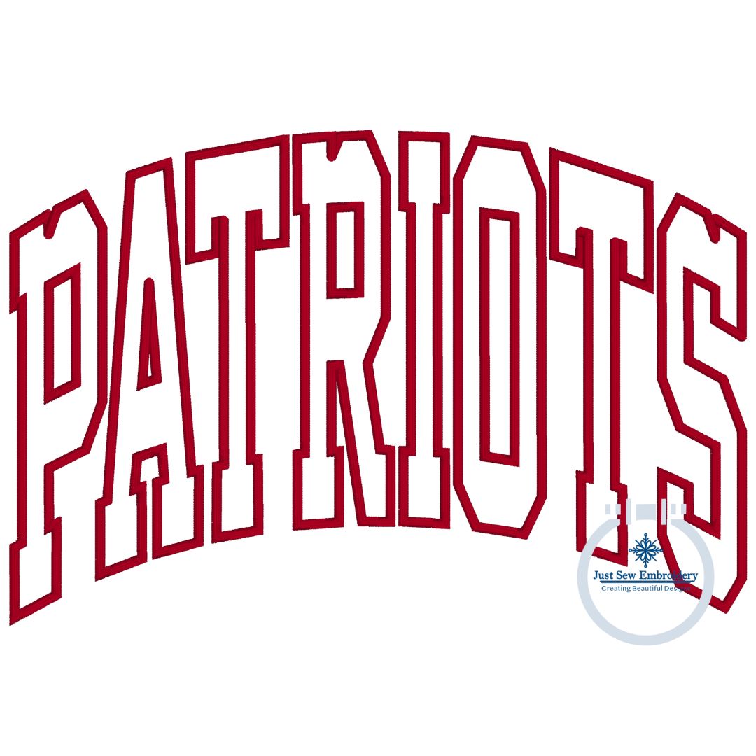 PATRIOTS Arched Applique Embroidery Design Satin Stitch Three Sizes 6x10, 7x12, 8x12 Hoops