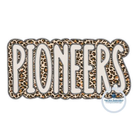 PIONEERS Two Layer Applique Embroidery Design Machine Embroidery Two Color ZigZag Edge Two Sizes 6x10 and 8x12 Hoop