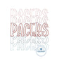 PACERS Embroidered Bean Stitch Repeat Design Five Sizes 4, 5, 6, 7, and 8 Inches Tall