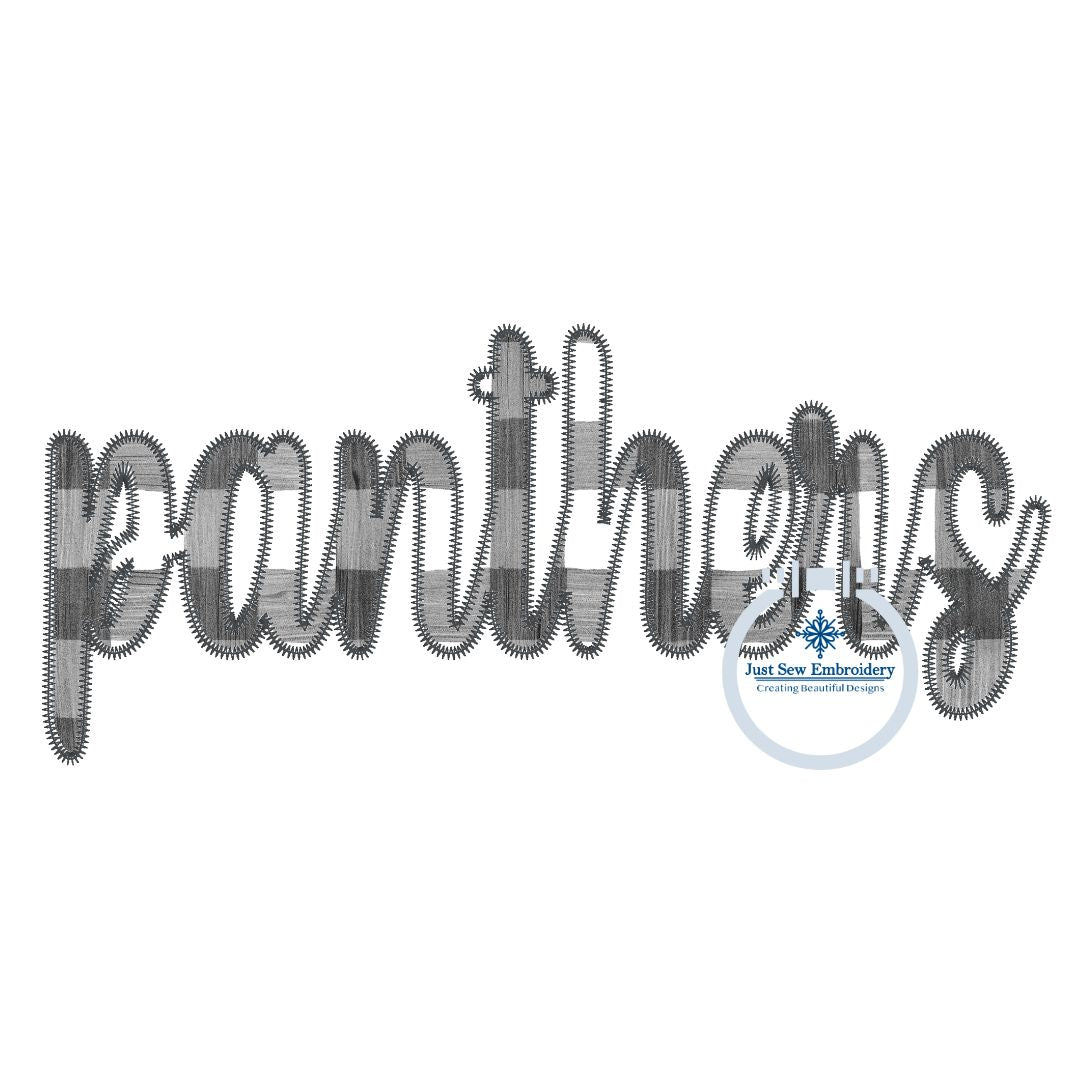 Panthers Script Lettering Applique Embroidery PANTHERS Script Design
