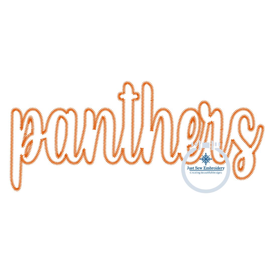 PANTHERS Script Applique Embroidery Design Machine Embroidery ZigZag Edge Two Sizes 6x10, 8x12 Hoop