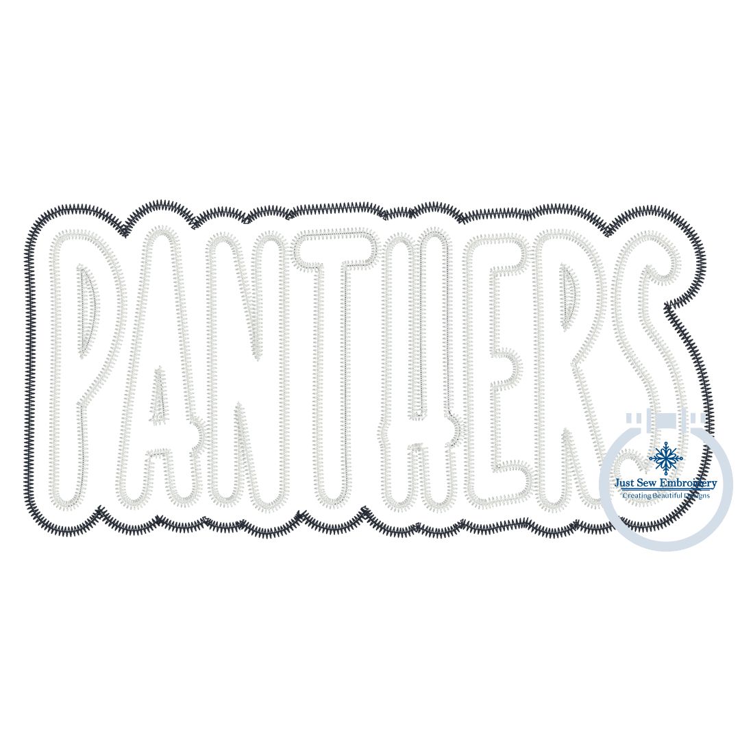 PANTHERS Two Layer Applique Embroidery Design Machine Embroidery Two Color ZigZag Edge Four Sizes 5x7, 8x8, 6x10, and 7x12 Hoop