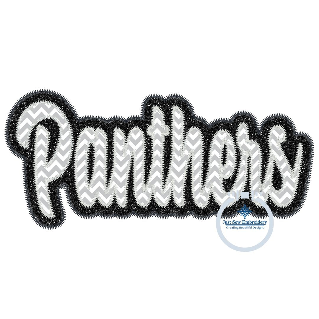 Panthers Script Lettering PANTHERS Applique Embroidery Script