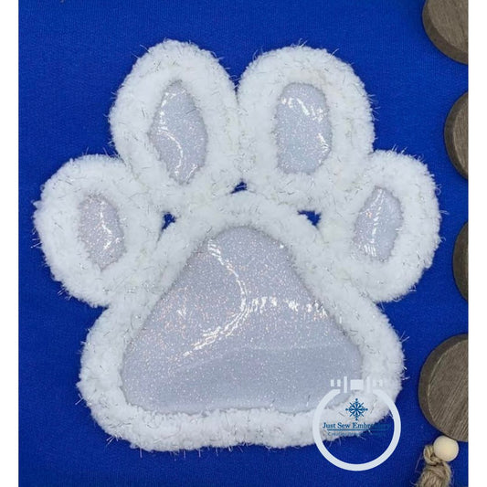 Paw Print Chenille Yarn Applique Design Machine Embroidery Five Sizes 5x7, 8x8, 6x10, 7x12, 8x12 Hoop