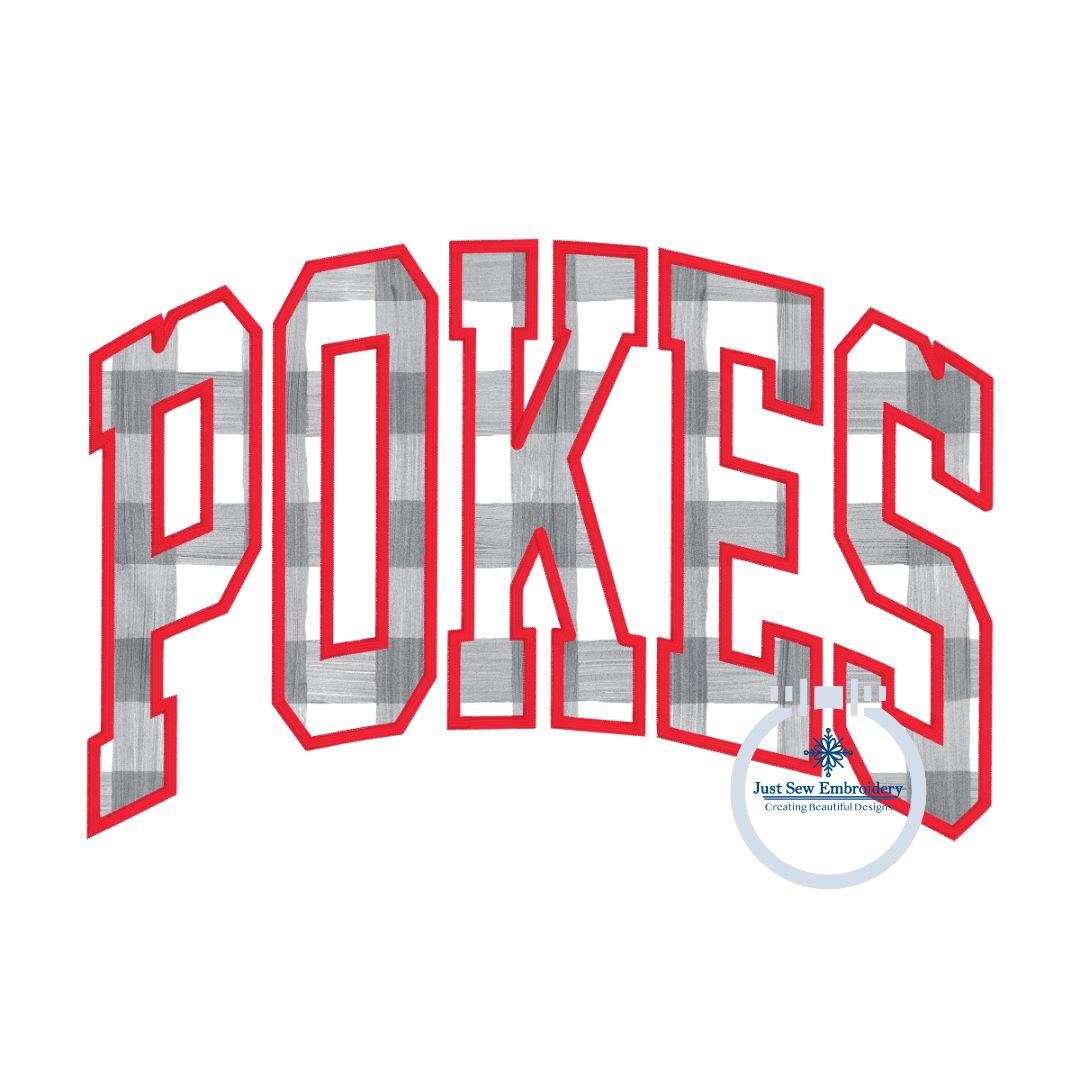 POKES Arched Satin Applique Embroidery Design Four Sizes 5x7, 8x8, 6x10, 8x12 Hoop Oklahoma OK