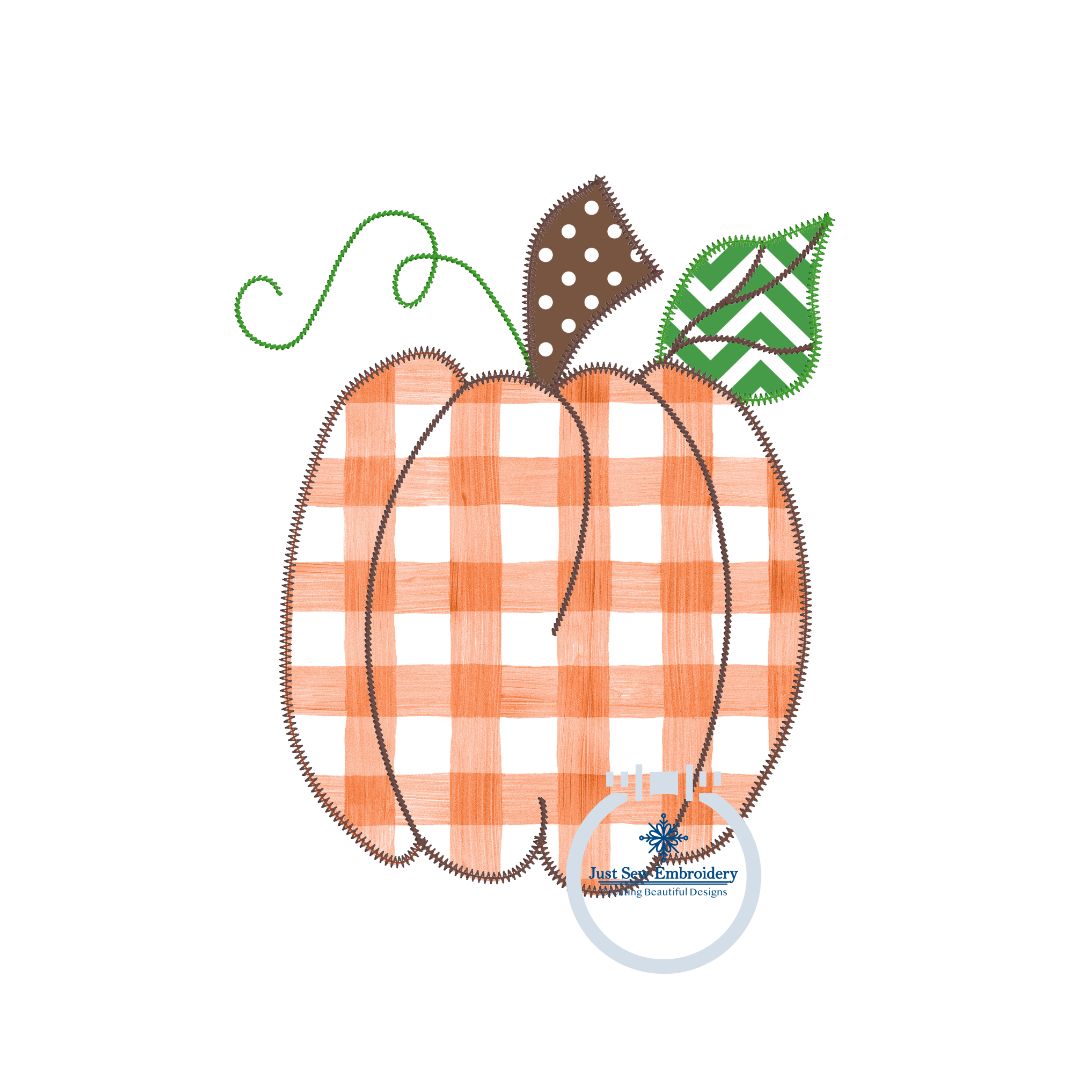 Pumpkin Zigzag Applique Machine Embroidery Design Three Sizes 5x7, 6x10, 8x12 Hoop Fall