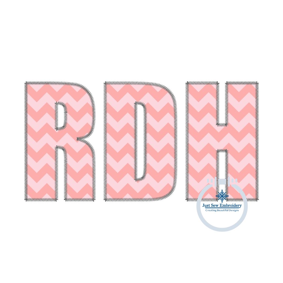 RDH Dental Hygienist Block ZigZag Applique Embroidery Quick Stitch Shirt Design Three Sizes 5x7, 6x10, and 8x12 Hoop