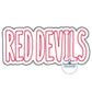 Red Devils Applique Embroidery Two Layer Zigzag Machine Design Three Sizes 8x8, 6x10, 8x12 Hoop