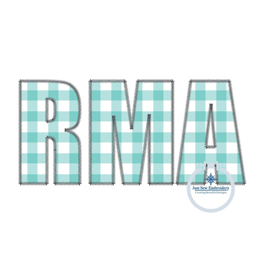 RMA Block ZigZag Applique Embroidery Quick Stitch Shirt Design Three Sizes 5x7, 6x10, and 8x12 Hoop