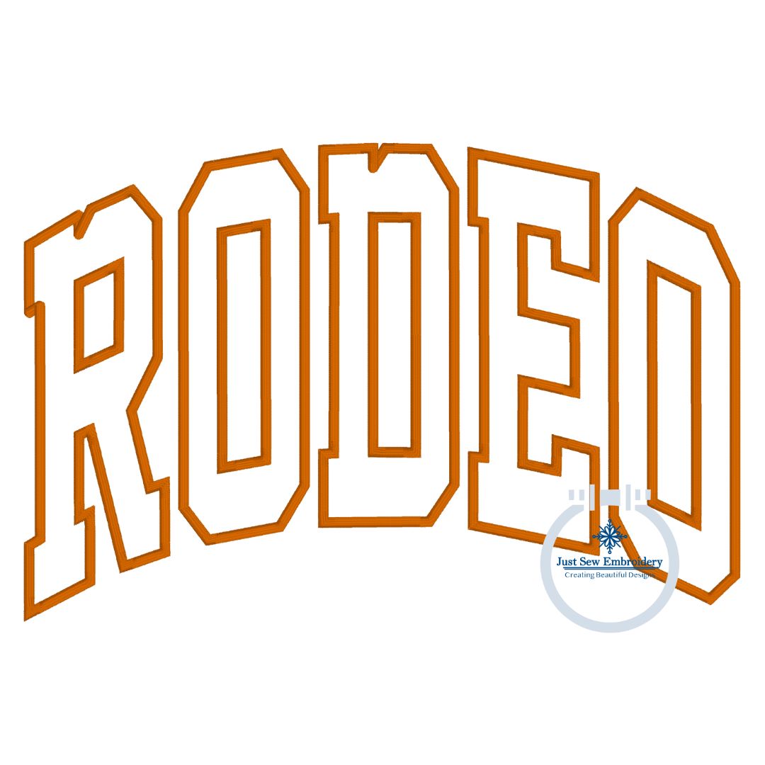 RODEO Arched Applique Embroidery Design Satin Stitch Five Sizes 5x7, 8x8, 6x10, 7x12, and 8x12 Hoop