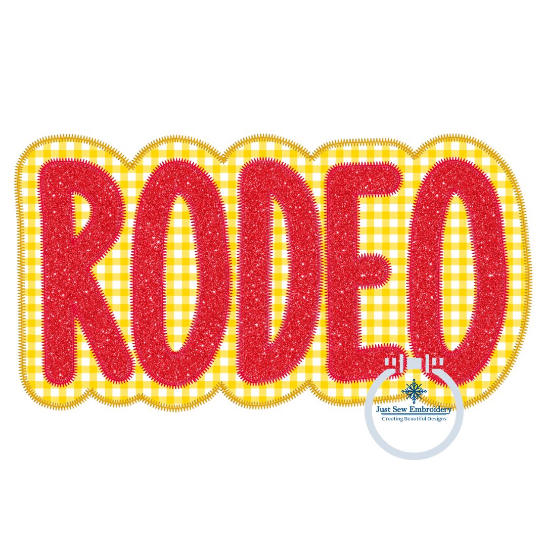 RODEO Applique Embroidery Design Zigzag Stitch Four Sizes 5x7, 8x8, 6x10, and 8x12 Hoop