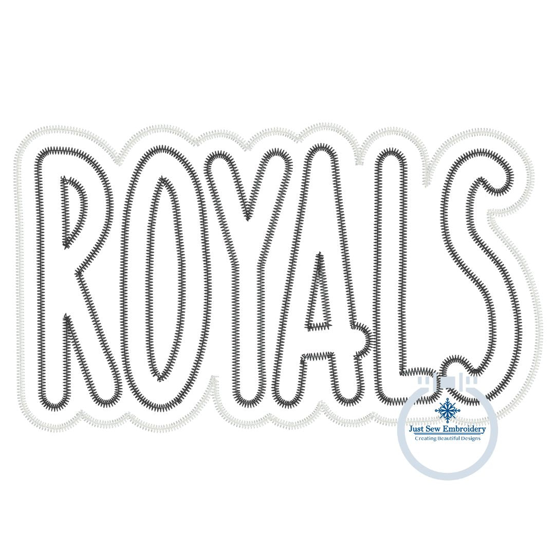 ROYALS Applique Embroidery Two Layer Design Machine Embroidery Two Color ZigZag Edge Four Sizes 5x7, 8x8, 6x10, 8x12 Hoop