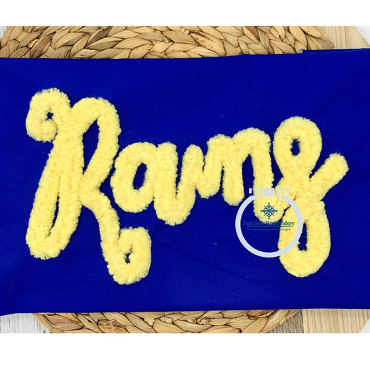 RAMS Chenille Yarn Applique Embroidery Embroidery Design Four Sizes 5x7, 6x10, 8x8, and 7x12 Hoop