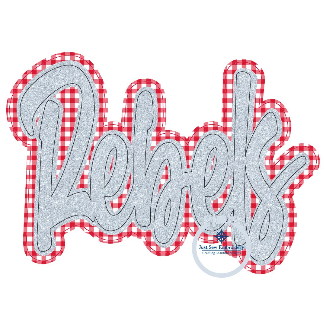 REBELS Raggy Applique Embroidery Two Layer Design Machine Embroidery Two Color Bean Stitch Edge Five Sizes 5x7, 6x10, 8x8, 7x12, 8x12 Hoop