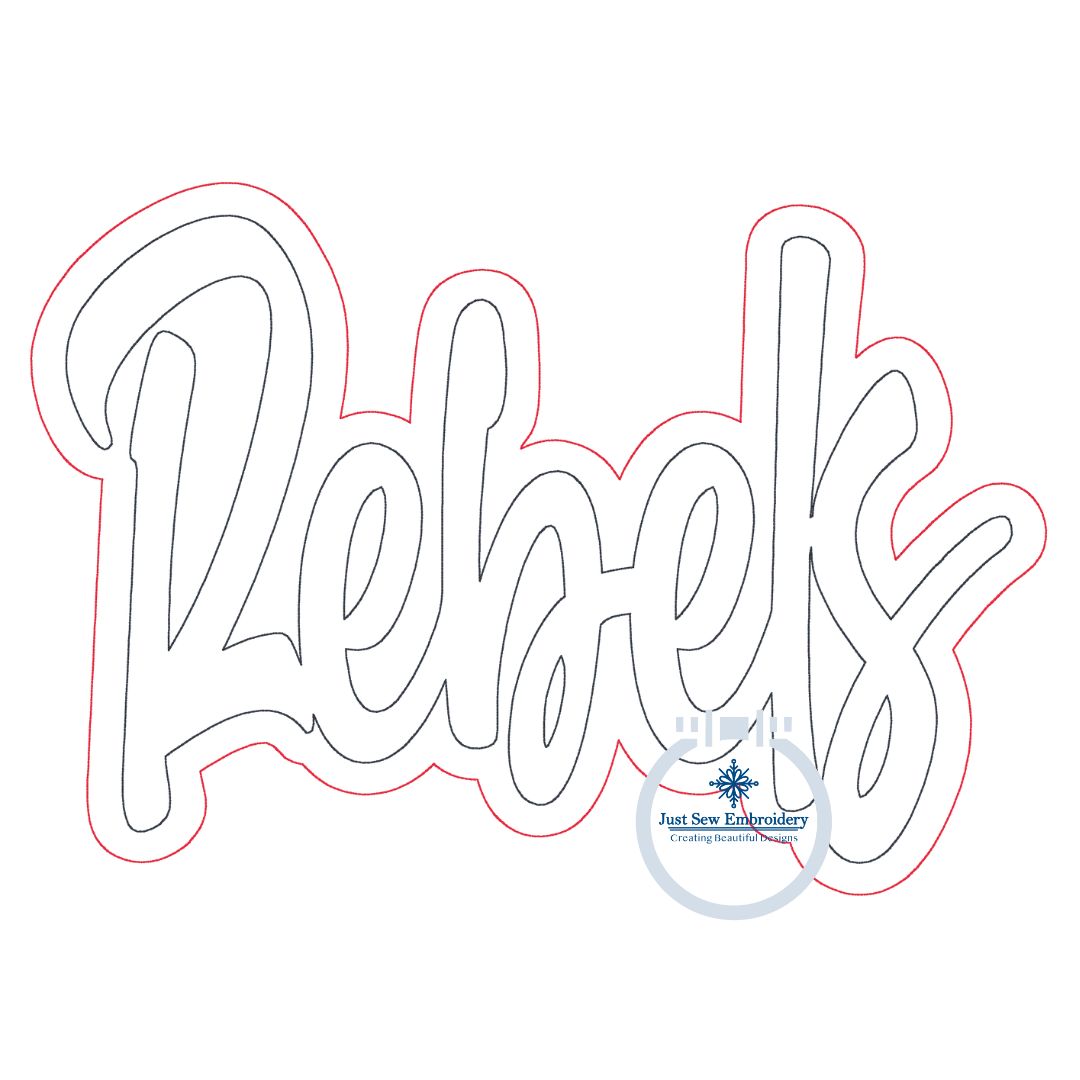 REBELS Raggy Applique Embroidery Two Layer Design Machine Embroidery Two Color Bean Stitch Edge Five Sizes 5x7, 6x10, 8x8, 7x12, 8x12 Hoop