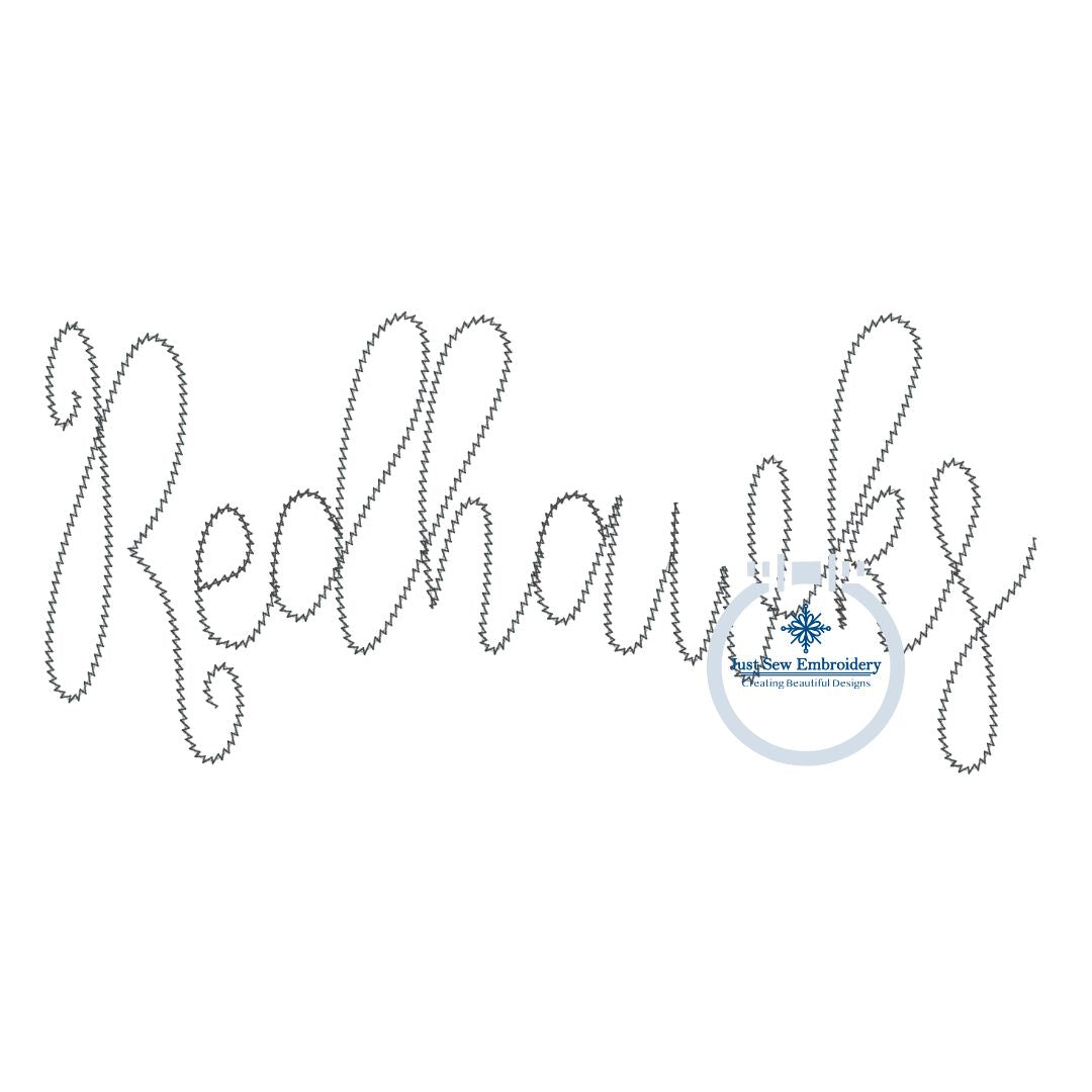 REDHAWKS Script Chenille Yarn Applique Design Machine Embroidery Two Sizes 6x10 and 7x12 Hoop