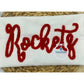 ROCKETS Script Chenille Yarn Applique Design Machine Embroidery Four Sizes 5x7, 8x8, 6x10, and 7x12 Hoop