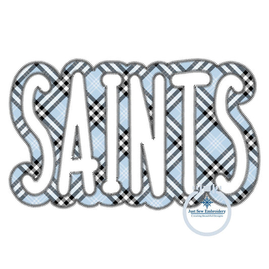 SAINTS Two Layer Applique Embroidery Zigzag Stitch Design Machine Embroidery Four Sizes 5x7, 8x8, 6x10, 8x12 Hoop