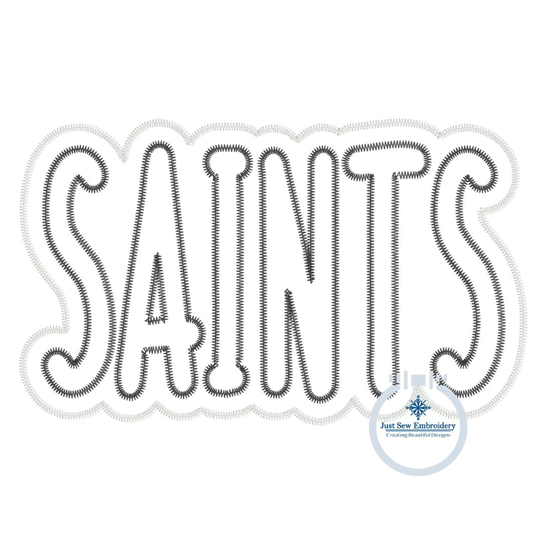 SAINTS Two Layer Applique Embroidery Zigzag Stitch Design Machine Embroidery Four Sizes 5x7, 8x8, 6x10, 8x12 Hoop