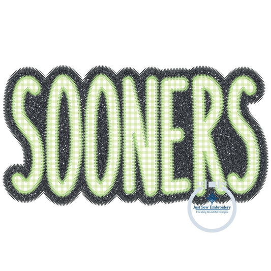 SOONERS Two Layer Design Machine Embroidery Two Color ZigZag Edge Four Sizes 5x7, 8x8, 6x10, and 7x12 Hoop