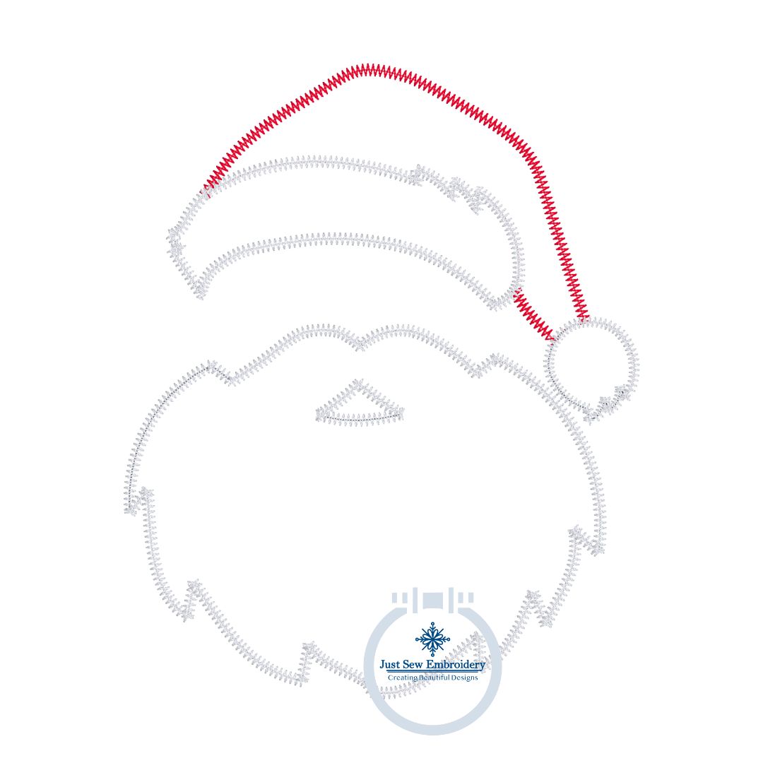 Santa Head Applique Machine Embroidery Design with ZigZag Stitch in Three Sizes Christmas Applique 4 inch, 6 inch, 8 inch