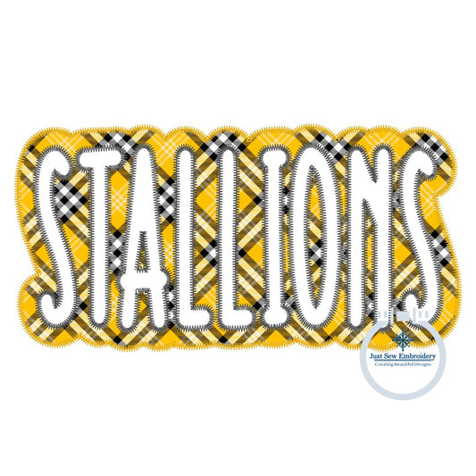 STALLIONS Two Layer Applique Embroidery Design Machine Embroidery Two Color ZigZag Edge Four Sizes 5x7, 8x8, 6x10, 8x12 Hoop