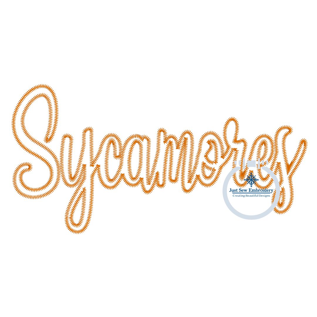 Sycamores Applique Embroidery Script ZigZag Design Machine Embroidery Two Sizes 6x10 and 7x12 Hoop