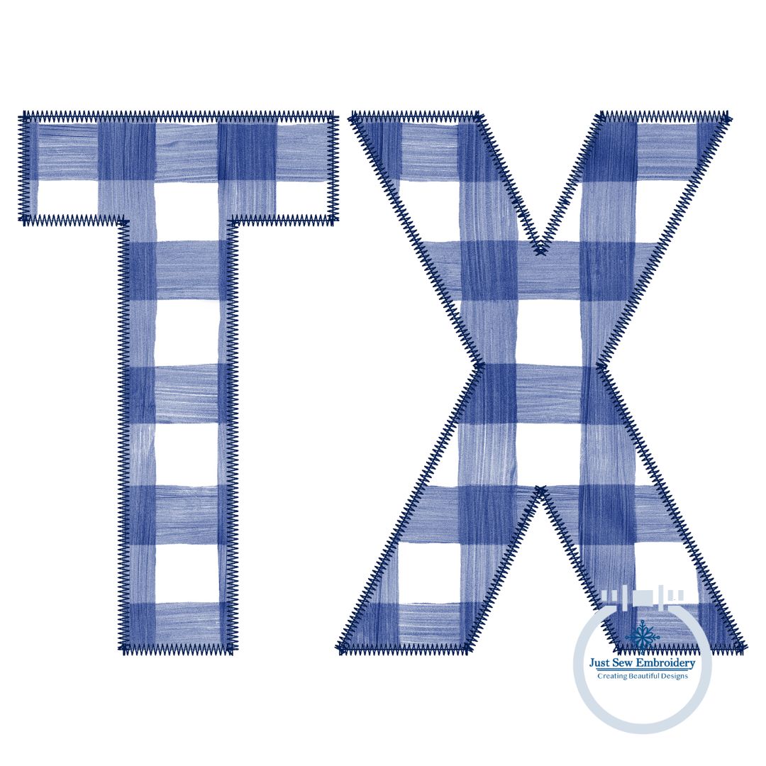 TX Applique Embroidery ZigZag Stitch Texas Six Sizes 4x4, 5x7, 8x8, 6x10, 7x12, and 8x12 Hoop