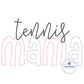 Tennis MAMA Raggy and Zigzag Applique Machine Embroidery Design Four Sizes 5x7, 8x8, 6x10, and 8x12 Hoop