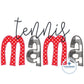 Tennis MAMA Raggy and Zigzag Applique Machine Embroidery Design Four Sizes 5x7, 8x8, 6x10, and 8x12 Hoop