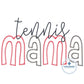 Tennis MAMA Raggy and Zigzag Applique Machine Embroidery Design Four Sizes 5x7, 8x8, 6x10, and 8x12 Hoop